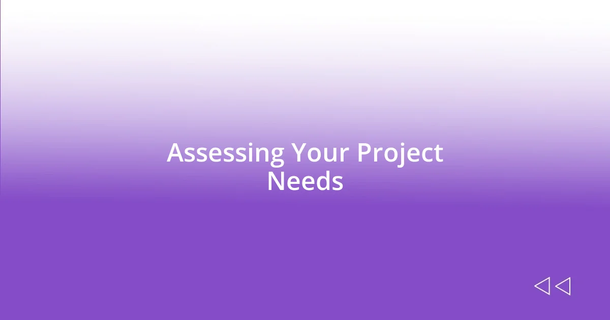 Assessing Your Project Needs