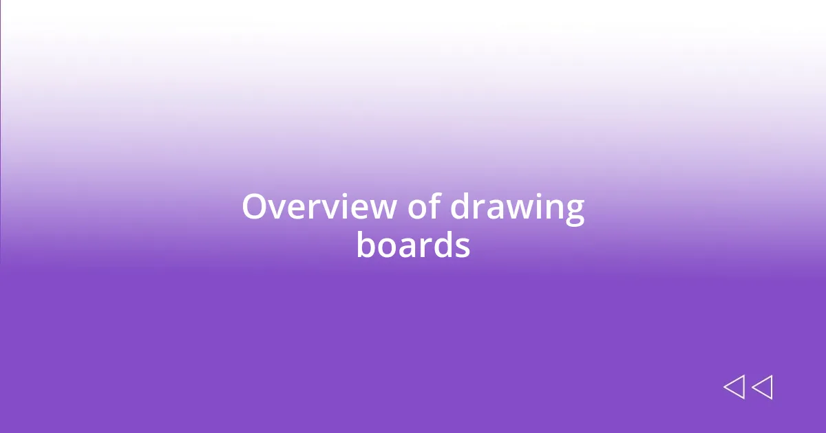 Overview of drawing boards