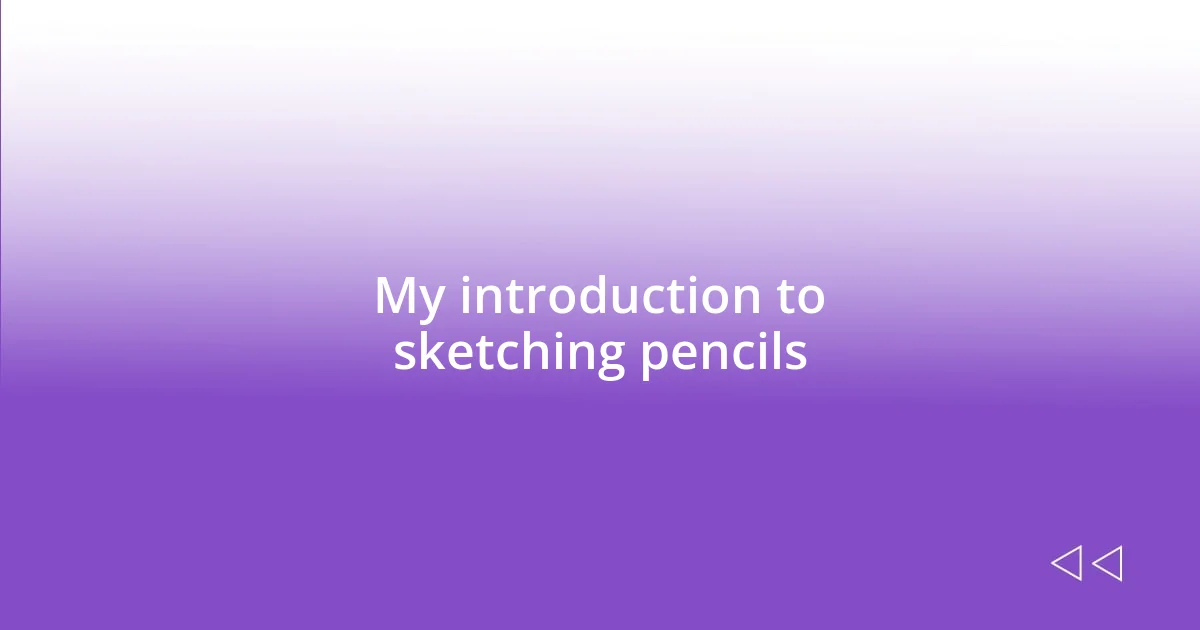 My introduction to sketching pencils